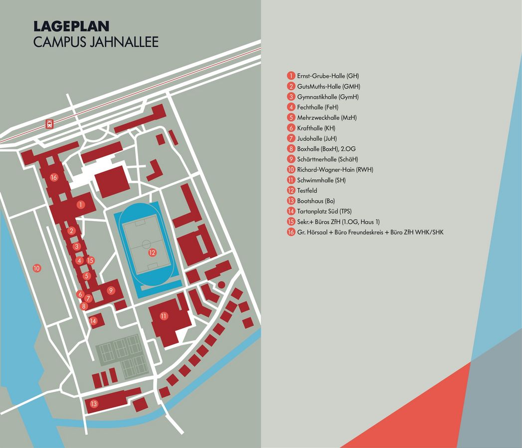 zur Vergrößerungsansicht des Bildes: Lageplan Sportwissenschaftliche Fakultät Leipzig, Grafik: Mario Kirchner